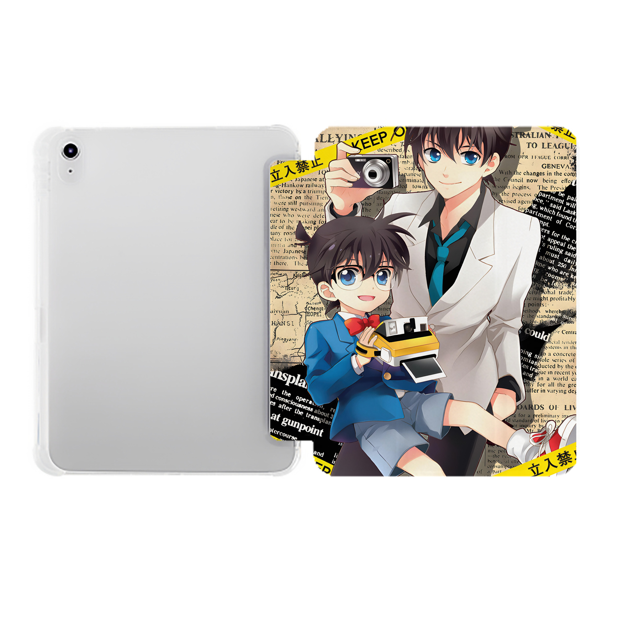 （画像用） 名探偵コナン Detective Conan IPad ケース ペン収納付き 三つ折りスタンド PUレザー×シリコン 対応機種9.5/10.5/10.9インチ